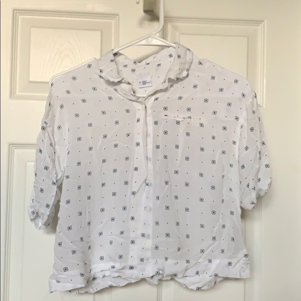White patterned Urban Outfitters Button Up